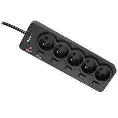 Удлинитель PowerGuard PRO 1,8 м черный (5 розеток, 1 выключатель)