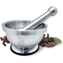 Vin Bouquet FIH 020 - Mortar and pestle, stainless steel, Ø 14 cm, non-slip base, colour stainless steel
