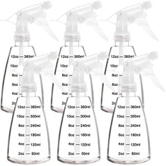 Youngever 6 x 340ml Empty Plastic Spray Bottles for Hair and Cleaning Solutions - White