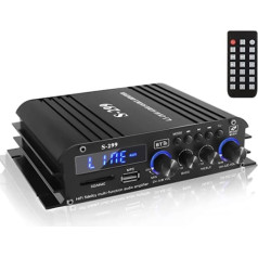 Etlephe 4.1 Channel 1600 W Mini Amplifier, Bluetooth 5.0 Amplifier 50 W x 4 + Active Subwoofer, Hi-Fi Integrated Speaker Amplifier Home Audio Reception System for Home or Car