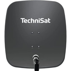 TechniSat SATMAN 65 PLUS Satellite Dish for 4 Participants (65 cm Satellite Mirror with Mast Mount and 40 mm Universal Quattro Switch LNB) Grey
