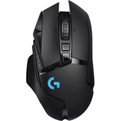 Logitech G502 LIGHT SPEED wireless gaming mouse, HERO 16000 dpi sensor, wireless connection, USB port, RGB lighting, weight tuning, POWERPLAY compatible, PC / Mac, Black - German Packaging