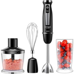 Coziselect 4 in 1 Hand Blender, 800 Watt, 3-Piece Accessory Set, Suitable for Baby Food, Salad, Soup and Vegetables, Black