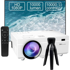 Mini Projector, Full HD 1080P 10000 Lumens Projector Support 4K Video, LED Home Cinema Video Projector 300 Inch Display, LCD Projector Compatible with Laptop, TV Stick, HDMI, VGA, USB, VG, iPhone, Smartphone