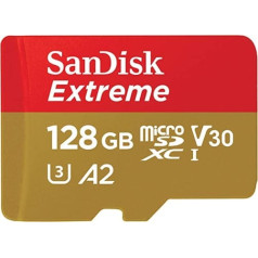 SanDisk Extreme 128 GB microSDXC memory card and SD adapter with App Performance A2 and Rescue Pro Deluxe, up to 160/90 MB / s, class 10, UHH-I, U3, V30