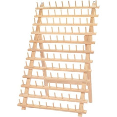 Wooden yarn reel holder, foldable spool holder for 120 bobbins - spool stand - yarn threads organisation, sewing embroidery thread spools quilt reel holder, sewing tool and craft - 63 x 40 cm