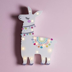 Lights4fun Lama Children's Room Night Light with 17 Warm White LEDs Timer Battery Operated 30