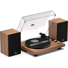 Angles Horn Record Player, Vinyl Retro, Turntable Bluetooth HiFi with External Bookshelf Speakers, Built-in Phono Preamplifier 33/45 rpm and AT-3600L Pickup