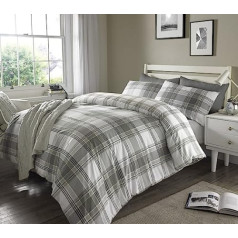Weißlinge Grey Checked Striped Ticking Duvet Cover & Pillow Case Set Bedding Digital Print Quilt Being Single Double King Bed Bedroom Sofa