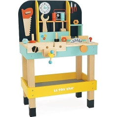 Le Toy Van Alexs Cars & Construction Site Playset Wooden Workbench | Fun DIY Set for Role Play | Wooden Tools Role Play for Children - Suitable for Children Aged 3+