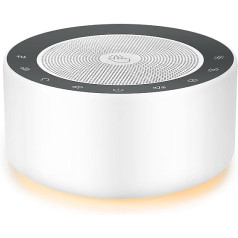 Kipcush White Noise Device with 30 High Fidelity Soundtracks, 7 Colours Night Lights, Full Touch Cloth Grid and Buttons, Timer and Memory Functions, Plug-in, Sound Machine for Babies, Adults (White)