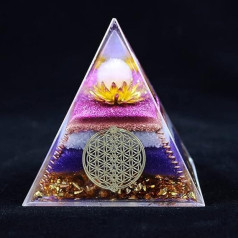 7 Chakra Orgonite Pyramid Flower of Life Pyramid, EMF Protection Healing Crystals and Stones Meditation Chakra Crystals (Extra Large 8 cm / 3.15 inches)