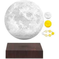 Magnetic Levitation Floating Moon Lamp - 3 Colour Modes Rotating Floating 3D Print LED Moon Light Lamps with Touch Control Night Lights for Office Home Table Decoration Creative Gift