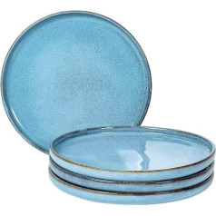 UNICASA Porcelain Dinner Plates, Large Salad Plates, Vintage Blue, Plates with Glaze, Dinner Service, Dishwasher Safe