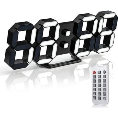 EDUP HOME 3D LED Clock, Desk Alarm Clock, Wall Clock with Remote Control, Electronic 9.7 Inch LED Clocks, Snooze Model, Temperature, Night Light, Automatic/Custom Brightness