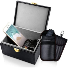 Samfolk Keyless Go Protection Car Key Box Large Key Box Keyless Go Protection Faraday Box RFID Protection Car Key Remote Key Shielding Box and 2 RFID Key Pocket