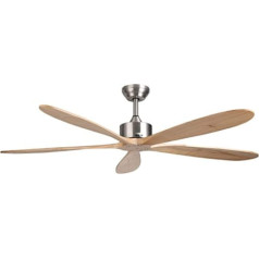 reiga 152 cm Modern Kitchen Patio Ceiling Fan with Remote Control Natural Wood Silent DC Motor Works with iOS / Android App