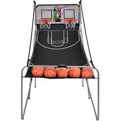 GOPLUS Basketball Shooting Machine, Basketball Stand with 4 Basketballs and Pump, Foldable Basketball Hoop, Basketball Stand with Score Counter, 8 Game Settings