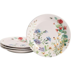 Bico Sommer-Provence Ceramic Salad Plates, 22 cm, Set of 4, Salad, Appetizer, Microwave and Dishwasher Safe