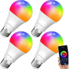 ANTELA Alexa Lamp WLAN Light Bulb E27, 9 W LED RGB Bulb, Warm White (2700 K) Cool White (6500 K), App Control Compatible with Alexa, Google Home, 4 Pieces