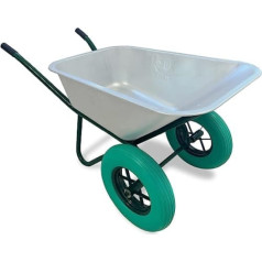 Indestructible 2 Wheel Wheelbarrow 110 Litre Transport Trolley Ergonomic Handles Intensive Use Galvanised Steel