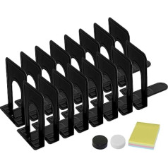 DARUITE Bookend Bookends Metal Book Holder Bookends Book Stand Book Holder Bookshelf Children Bookend for DVDs, Office, School, Library (Black 8 Pairs, 126 x 150 x 170 mm)