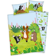 Familando Children's Bed Linen Set, The Little Mole, 100% Cotton, Duvet Cover 100 x 135 cm, Pillowcase 40 x 60 cm (100 x 135 cm, Renforcé / Laen)