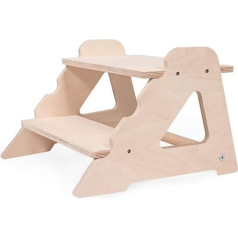 MAMOI® Children's Step Stool, Two-Step Made of Natural Wood, Modern Design Stockerl for Children, Safe and Universal Children's Stool, 2 Levels, CE, 100% Eco, Made in the EU