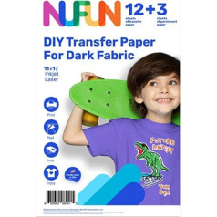 NuFun Iron-On Transfer Paper with Inkjet Printer, 28 x 43 cm, 12 Dark Fabrics