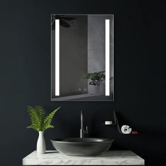Hoko ® Koblenz LED Bathroom Mirror 50 x 70 cm with Anti-Fog Mirror Heating Design Bathroom Mirror with Lighting LED Dimmable + LED Change Warm White Cool White Neutral