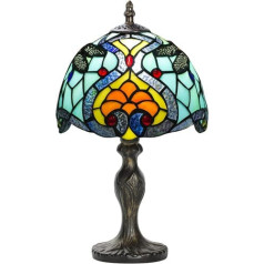 7CDXD Tiffany Lamp Small Retro Tiffany Lamps with Handcraft Stained Glass Lampshade and Metal Base for Decorating Bedroom Living Room Study Office Bar