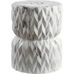 Jonathan Y TBL1021A Chevron Drum 44.5 cm White Marble Finish Ceramic Garden Stool