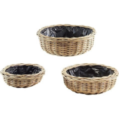 Kobolo Decorative plant bowl set made of Kubu rattan in a set of 3, grey