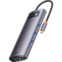Док-станция HUB 7in1 USB-C 2xHDMI 3xUSB 3.2 1xPower Delivery RJ-45 Ethernet серый