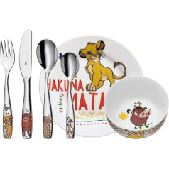 WMF King of the Lion Children's Crockery Set 6 Pieces with Children's Cutlery Stainless Steel from 3 Years Polished Cromargan Dishwasher Safe