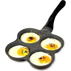 Hapivida Pancake Pan, Fried Egg Burger Pan with Handle, 4 Eggs Pancake Fried Egg Pancake Pan Non-Stick Coating Pan 14.4 x 7.7 x 1 Inch