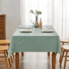 Balcony & Falcon Rectangle Jacquard Tablecloths,Linen Look Tablecloth in Kitchens, Restaurants, Cafes, Gardens, Outdoors, Parties, Weddings, Festivals (Water Green, 140 x 180 cm)