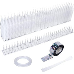 FORMIZON Pack of 12 bird repellent spikes, bird protection spikes for balcony, pigeon repellent, pigeon deterrent, bird spikes, pigeon spikes for cats, pigeons, martens, fence, windowsill, roof (white)