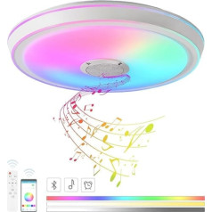 VOMI LED Ceiling Light Colour Changing with Bluetooth Speaker 50 cm RGB Ceiling Light Dimmable Remote Control and App Control Children's Room Music Lamp Ceiling Modern Bedroom Living Room Lighting