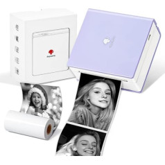 Phomemo M02 Mini Portable Photo Printer, Wireless Bluetooth Smartphone Printer, Small Thermal Label Printer for Phones and Tablets, Christmas Birthday for Children, Purple