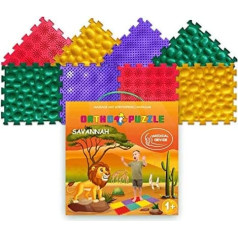 Orthopaedic Puzzle Mat - Orthopaedic Play Mat for Children with Square and Locked Puzzle Pieces - Flat Foot Exercise Mat - Safe Medical Parts for Babies and Children (Savannah)