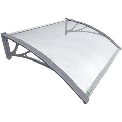 Vounot Canopy for Front Door, 120 x 80 cm, Canopy Front Door Made of Aluminium and Polycarbonate, Transparent Arc Canopy, Pent Canopy, Grey