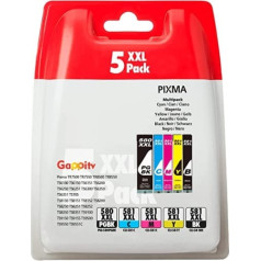 Gappitv 580 581 XXL Compatible Cartridges for Canon tr8550 Printer Cartridges PGI-580XXL-PGBK CLI-581XXL Multipack for Pixma TR8550 TS6150 TS6350 TS705 TR7550 TS6250 TR8500 TS. 9550. TS8150 TS8251 TS8250 (Pack of 5)