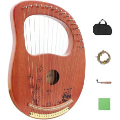 Rayzm Leier Harp, Solid Wood Mahogany Lyre Instrument with Patent Design, Portable 16 Metal Strings, Lye Harp for Adults/Children/Beginners