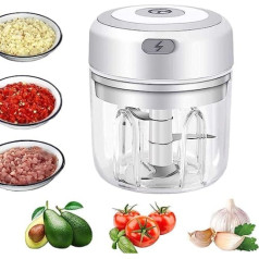 Electric Mini Garlic Chopper Portable Mini Grinder Electric Food Processor 250ml Mini Baby Food Preparer Press for Chilli Onion Meat Spice Chopper Mixer Machine