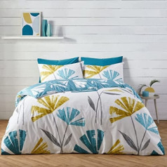 Fusion - Alma Reversible Duvet Cover Set - Single Bed Size in Teal
