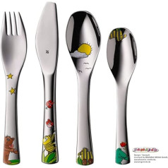 WMF Janosch children's cutlery, 4 pieces, from 3 years, Cromargan stainless steel polished, dishwasher safe, color and food safe
