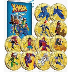 IMPACTO COLECCIONABLES Marvel X-Men Complete Collection - 24K Gold Plated with Colour 44mm - Plus Free Collectors Package