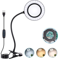Nzqxjxz 6 x Magnifier Lamp with Metal Clamp - Extra Large 4.1 Inch Lens 72 LED Lights 3 Colour Modes, Best for Circuit Boards, Repairs, Crafts, Reading, Sewing, Artwork