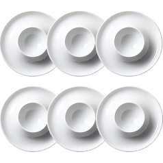 TAMUME White Porcelain Egg Cup Set with 6 Egg Holders, Elegant 6-Piece Ceramic Breakfast Set, Round